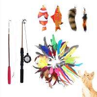 1/2Pcs/Lot Pets Toys Funny Cat Stick Replacement Head Simulation Fish and Mouse with Bell Interactive Magic Wand Feathers 2022 Toys