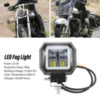 20 W 6500K LED แถบแสงสแควร์สปอตไลท์ DRL Angel Eyes ไฟตัดหมอกด้านข้างสำหรับรถบรรทุก Off Road SUV ATV