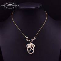 GLSEEVO Design Chain Necklace Fresh Water Pearl Bowknot Pendant Jewelry Cute For Women Daughters Birthday Gifts GN0211