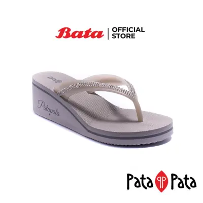 Bata บาจา ยี่ห้อ PataPata รองเท้าเล่นน้ำสงกรานต์ รองเท้าลุยน้ำสงกรานต์ แบบหูหนีบ ส้นสูง 2 นิ้ว รุ่น Sammy สีเทา 7722331