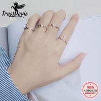 TrustDavis Authentic 925 Sterling Silver Lines Curve Smooth Waves Finger Ring For Women Wedding Fine S925 Ring Jewelry DA1111
