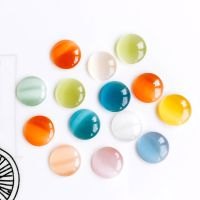 30pcs Stone Beads 10mm 12mm Round Eyes Cameo Flat Back Material