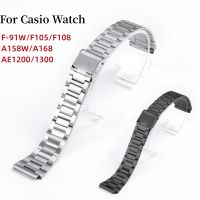 ❡❄☞ Watch Band for Casio F-91W 18mm Stainless Steel Strap for F105 F108 A158W A168 AE1200 AE1300 Replacement Watchstrap Metal Band