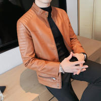 2023ยี่ห้อใหม่ Mens แฟชั่นแจ็คเก็ตหนังผู้ชาย Slim Biker Jacket ผู้ชายคุณภาพสูงเสื้อแจ็คเก็ตสีทึบขนาด5XL-M