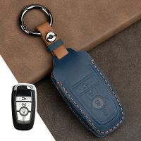 lujie Genuine Leather Handmade Car Key Cover key Case For Ford Mondeo Fusion F150 Mustang Explorer Edge Ecosport F-150 F-250