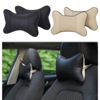 1pcs Car Neck Pillows Both Side Pu Leather Pack Headrest For Head Pain Relief Filled Fiber Universal Car Pillow