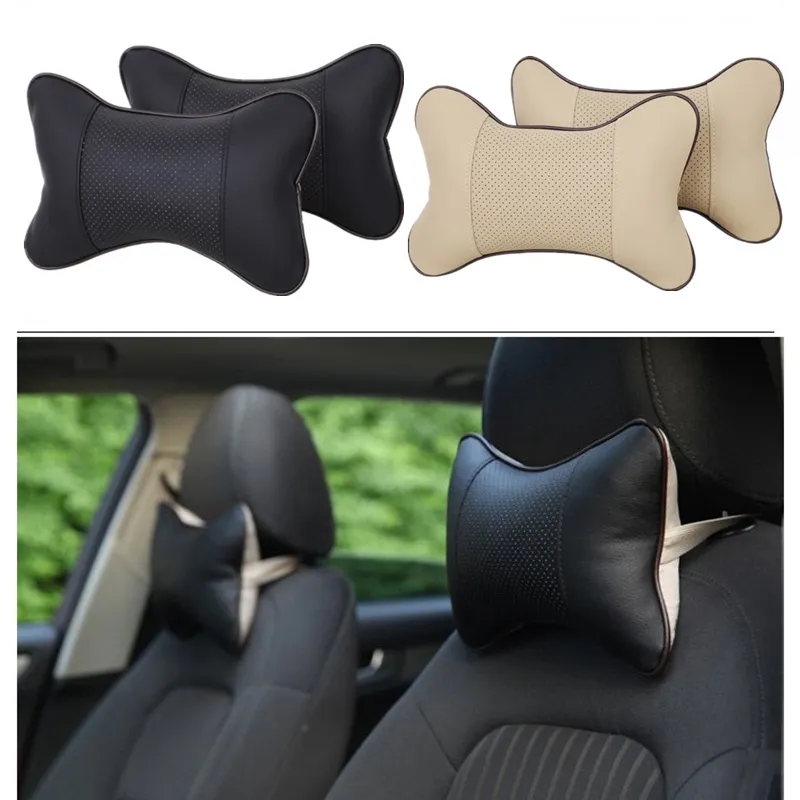 Universal Car Neck Pillows Both Side Pu Leather Pack Headrest For