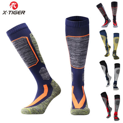 X-Tiger Ski Socks Winter Warm Thermal Cycling Skiing Soccer Socks Long Leg Warmers Sock Man Outdoor Sports Snowboard Slip Sock