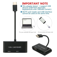 เครื่องอ่านการ์ด 3-in-1 สาย แปลง usb c type c OTG with card reader sd tf card สำหรับถ่ายโอนข้อมูลจากโทรศัพท์มือถือ  แท็บเล็ต