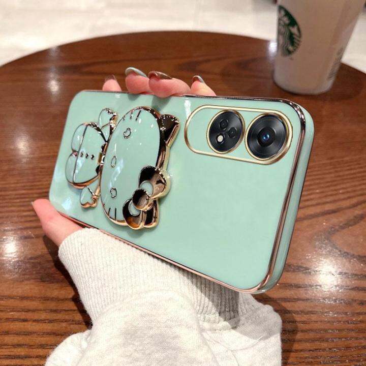 folding-makeup-mirror-phone-case-for-oppo-reno-8t-4g-5g-a78-a1-pro-case-fashion-cartoon-cute-cat-multifunctional-bracket-plating-tpu-soft-cover-casing