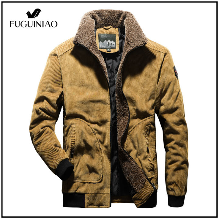 fuguiniao-แจ็คเก็ตลำลองผู้ชาย-2021เสื้อโค้ททหารแจ็คเก็ตผ้าฝ้ายหนาเสื้อกันลม-m-5xl