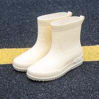 Rain boots in the female fashi雨鞋女时尚中筒雨靴防水防滑可加绒保暖成人女士胶鞋厚底水鞋L.j潮鞋店3.24