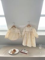 Spring Autumn Shirt Cute Cotton Embroidery Dress Baby Girl Floral Romper Mother Daughter Matching Sisters Look Clothes