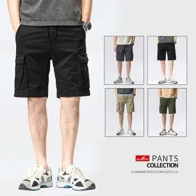 BAPAI 2022 Mens Fashion Shorts Cotton Casual Summer Work Combat Pants Classic Short Oversized Cargo Pants
