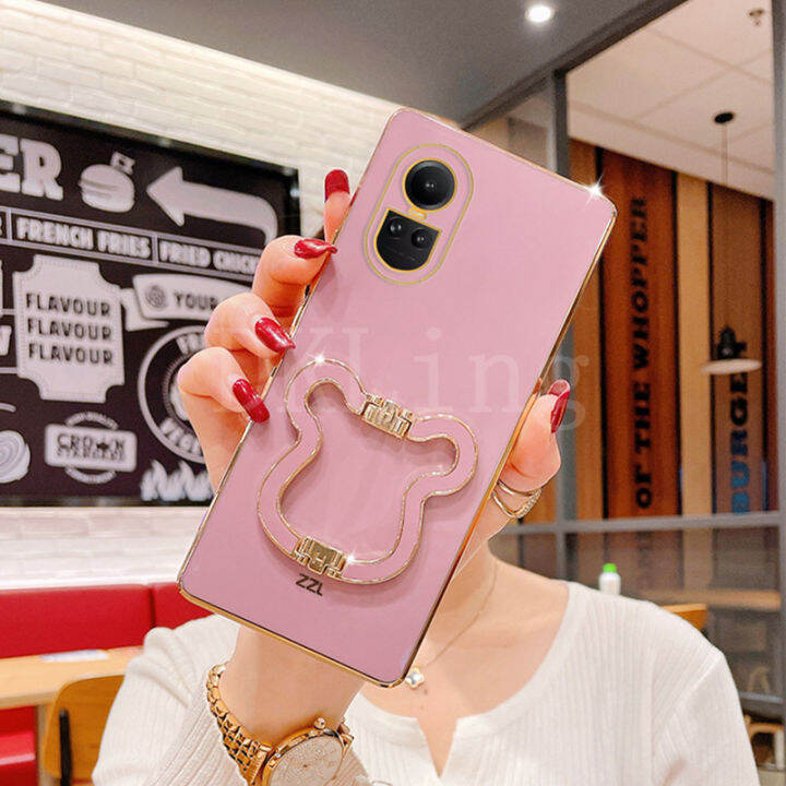 เคสมือจับสำหรับโทรศัพท์มือถือหูหมีน่ารักใหม่สำหรับ-oppo-reno-10-5g-สุดหรูซิลิโคนชุบ-oppo-reno-ปลอกอ่อน10-reno-10-pro-reno10-pro-ฝาหลัง2023เคสกันกระแทกมือถือ-oppo-reno-10pro-plus-5g