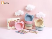 Set bát Misan Gấu silicon kèm muỗng có đế hít chống đỗ cho bé ăn dặm