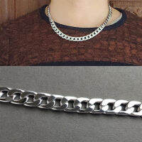 60cm Figaro Flat Chain Titanium Stainless Steel Necklace Metal No Fade Wide Necklace Cuban Link Chain