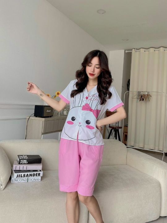 Đồ Bộ Pijama Nữ Tiểu Thư Chất Lụa Xước Thoáng Mát,Bộ Đồ Ngủ Tay Cộc Quần  lửng Giá Rẻ,Sét Bộ Ngủ Cho Nữ Size Cho Nữ Dưới 58kg 