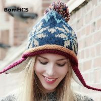 【YD】 BomHCS Ethnic Crochet Mosaic Parquet Beanie Knitted Hat Womens Warm Cap