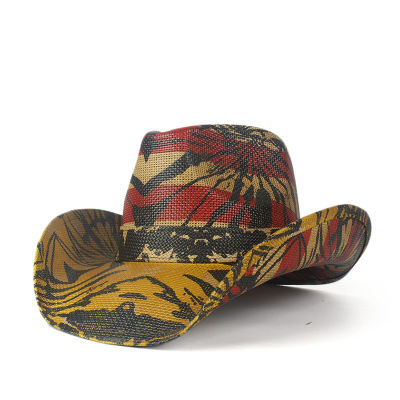 Summer Straw Cowboy Hat Women Men Western Sombrero Hombre Hat Western Shape-It Brim Windproof Rope Sun Hat