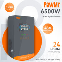 PowMr 6.5kw อินเวอร์เตอร์ไฮบริด 48Vdc 230VAC PV Panel อินพุต 450vdc Pure Sine Wave Solar Inverter 150A MPPT Solar Controller แบตเตอรี่ลิเธียม FRP Panel