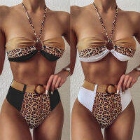 2022 Women Leopard Print Bikini Set Halter Swimwear Female Swimsuit Two-piece Leopard Bikinis zilian Swimming Suits