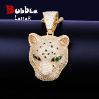 Animal Leopard Head Pendant Necklaces Gold Color Bling Cubic Zircon Mens Hip Hop Rock Jewelry