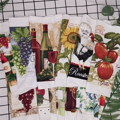 1Pc Small 20x20cm Cotton Terry Printed European American Pastoral Flowers Absorbent Kitchen Gift Square Towel