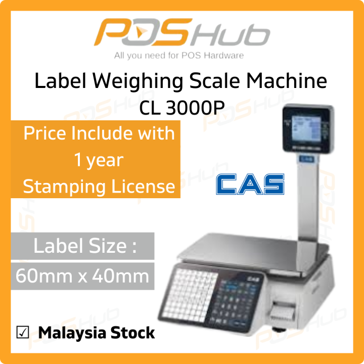 Cas CL3000P Barcode Label Weighing Scale Machine 30kg Timbang Barcode