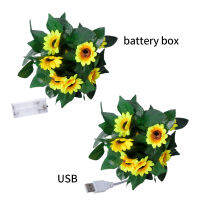 20 LED Sunflower String Fairy Lights USB Battery Powered Vine Lights Christmas Garland Leaf Lights for Wedding Party Holidays