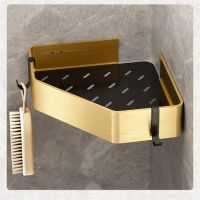 ✿▪ Corner Bathroom Shelves No Drill Rustproof Bathroom Accessories Wall Mounted Shower Storage Rack Shampoo Holder Single Tier