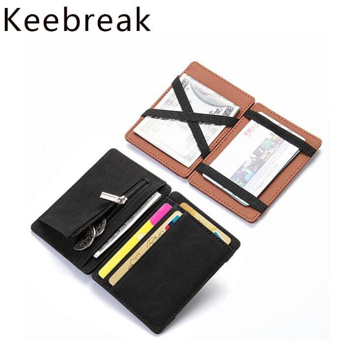 Keebreak Business Magic Wallet Vintage Leather Card Holder Extremely Thin  Men And Women Purse Elastic Back Pocket Slim Money Bag - Wallets -  AliExpress 