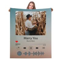 New Style Custom Blanket with Words Picture Collage Customized Spotify Code Music Birthday Souvenir Gifts Personalized Throw Blanket