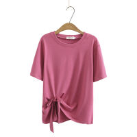 【มีไซส์ใหญ่】Plus Size XL-3XL Womens Solid Simpler Summer Tshirts Oversized Slim Tops