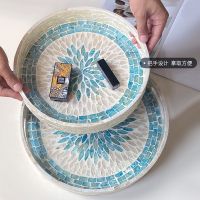 Round Wooden Shell Storage Tray Rectangular Nordic Color Fruit Coffee Food Tea Cup Jewelry Necklace Display Home Decoration Baking Trays  Pans