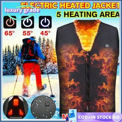 LUXURY GRADE แฟชั่น USB ร่างกาย ผู้ชาย เสื้อกั๊กทำความร้อน แจ็คเก็ตกันความร้อน เสื้อกั๊กอุ่นไฟฟ้า ผ้าอุ่นเครื่อง