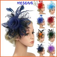 HESONG มีสไตล์ ค็อกเทล ดอกไม้ตาข่าย Fascinators ผม ที่คาดผมงานเลี้ยงน้ำชา ที่คาดผม ALICE กิ๊บติดผมขนนก หมวก fascinator