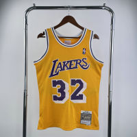 【Mitchell&amp;Ness】Mens New Original Lakers #32 Magic Johnson Vintage Jersey Heat-pressed Hardwood Classics Swingman Yellow