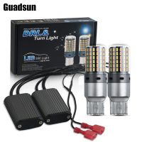 Guadsun 2ชิ้น Canbus ไม่มีข้อผิดพลาด BA15S P21W 1156 BAU15S PY21W 7440 W21W T20 3014 120D คู่สัญญาณเลี้ยว DRL 12V Led