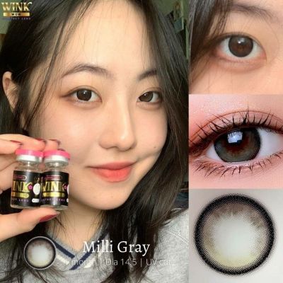 "💋 มีค่าสายตา 💋 Wink Milli Gray Brown บิ๊กอาย สุดปัง คอนแทคเลนส์ รายเดือน มีอย แถมตลับฟรี เลนส์นิ่ม สวยปังมาก"