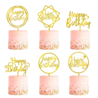 ชิ้นเค้กวันเกิดแฮปปี้ Topper Rose Gold อะคริลิควันเกิดเค้ก Topper ตกแต่งสำหรับเด็ก Baby Shower Party เค้กของขวัญอุปกรณ์-iold57 mall