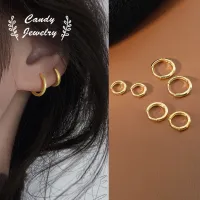 Candy Jewelry 1pair Silver Gold Plated Hoop Earrings Round Circle Ear Buckle ashion Earring 6mm8mm10mm