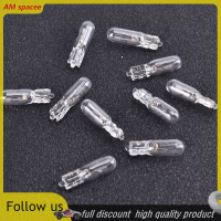 ? AM 10pcs 12V 1.2W T5หลอดไฟกระจกแดชบอร์ดแผงหน้าปัดเบรคหลอดไฟ