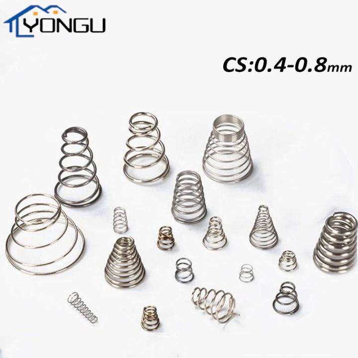304-stainless-steel-tower-springs-conical-cone-compression-spring-taper-pressure-spring-wire-diameter-0-4-0-7-0-8mm-spine-supporters