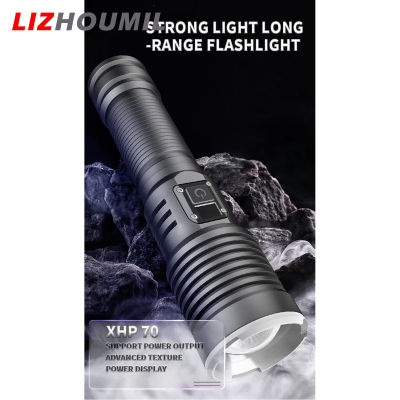 LIZHOUMIL ไฟฉาย Led Xhp70 1200-1500ลูเมน,ไฟฉายแสงเข้มซูมดิจิตอลซูมกล้องส่องทางไกลพร้อมไฟแสดงสถานะ