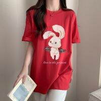 ☁ 61653 Pure Cotton Loose Printed Summer Short-Sleeved T-Shirt