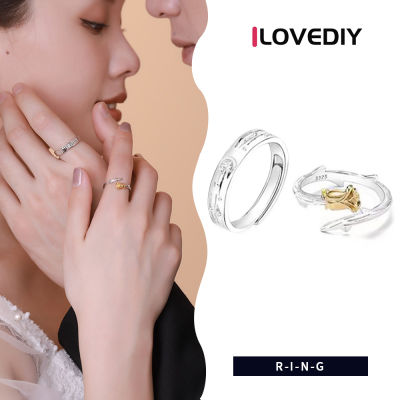 ILOVEDIY แหวนคู่รักลายดอกกุหลาบเจ้าชายน้อยสไตล์เกาหลีแหวนเงินสุดหรูน้ำหนักเบาเครื่องประดับอัญมณียอดนิยม