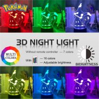 อะนิเมะ Pokemon Go Pikachu 3d Night Light ของเล่นอะนิเมะ Kevee Gengar Led ตัวเลขรุ่นโคมไฟตั้งโต๊ะ Stuff ของเล่นเด็กคริสต์มาสของขวัญ