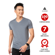 Áo phông cộc tay nam Aligro cổ tim chất liệu coton giấy, mềm, nhẹ