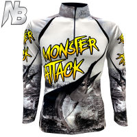 เสื้อตกปลา,ปั่นจักรยาน GR Black Gold Monster Attack (สินค้าพร้อมจัดส่ง) ป้องกันแสง UV เนื้อผ้าผิวสัมผัสนุ่มนิ่ม,ใส่แล้วรู้สึกเย็นสบาย,ระบายอากาศดี